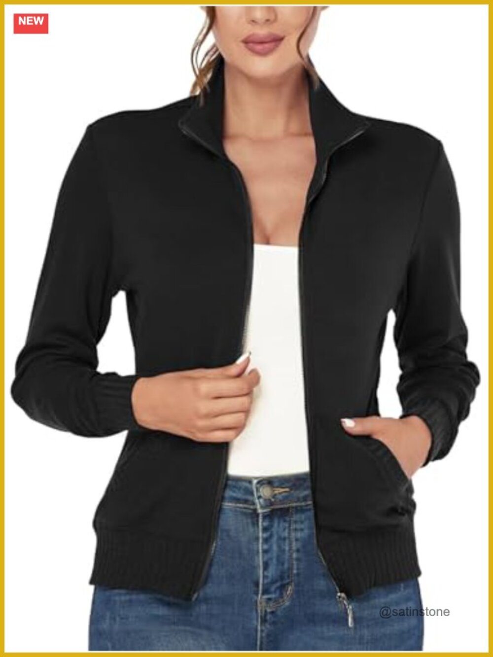 Zip-Up Athletic Track Jacket with Pockets